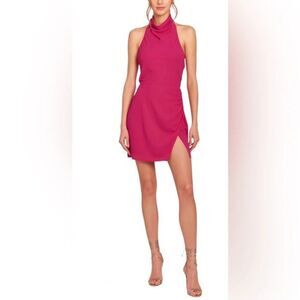 NEW Amanda Uprichard Joanne Dress Hot Pink Halter Mini Dress XL